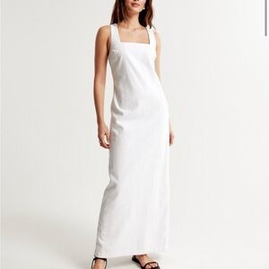 Abercrombie Linen-Blend Shift White Maxi Dress